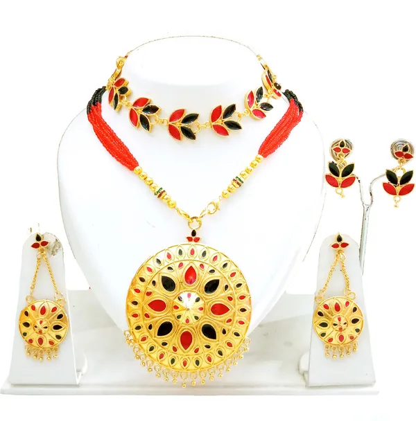 Assamese_Traditional_Red_Black_Japi_Combo_Jewellery_Set_For_Women